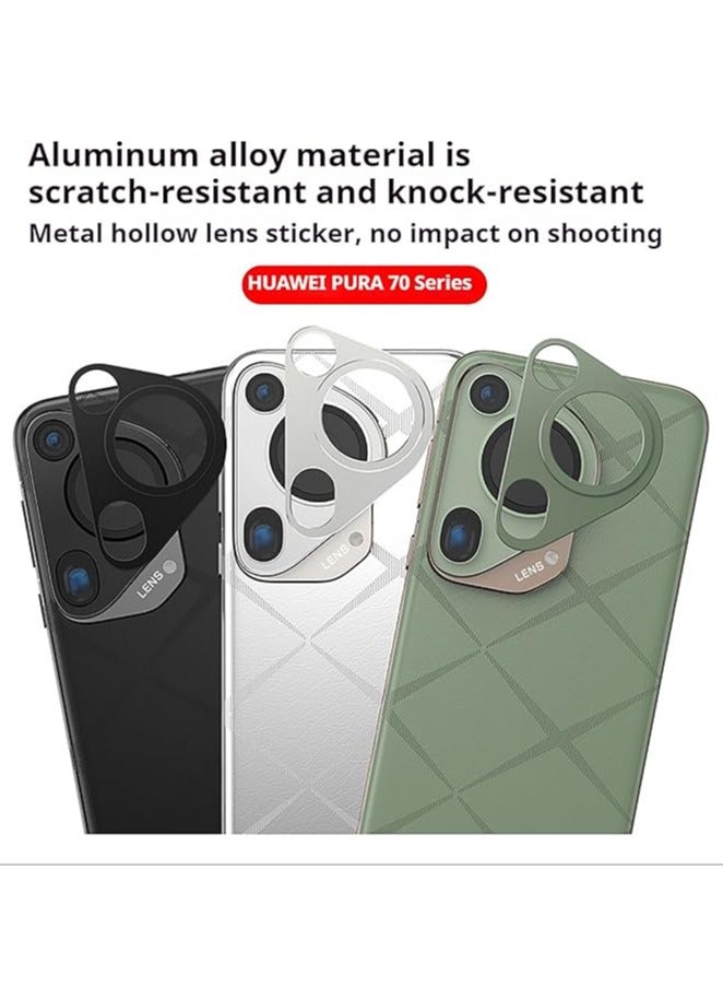 عام [2حزمة] حماية الكاميرا لـ Huawei Pura 70 Pro/Pro+، إطار ألومنيوم بشكل الكاميرا، ملصق معدني مطفي توشيبة الدرع للعدسة - Image 3