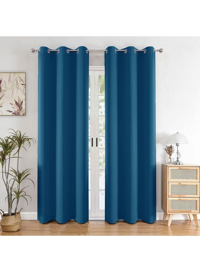 HOMEMONDE Blackout Curtain 8 Feet Single Pcs - Thermal Insulated & Room Privacy Long Door Curtains, Solid Blue 90% Light Blocking Curtains 96 Inch Long - (243L x 118W CM) - Image 1