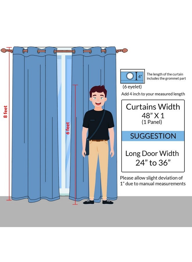 HOMEMONDE Blackout Curtain 8 Feet Single Pcs - Thermal Insulated & Room Privacy Long Door Curtains, Solid Blue 90% Light Blocking Curtains 96 Inch Long - (243L x 118W CM) - Image 2