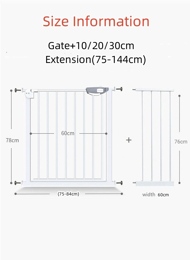 JCB CHIC بوابة أمان للأطفال بإغلاق تلقائي، سياج حماية الدرج، بوابة أمان للأطفال، سياج حماية بوابة الأطفال، سياج حماية بوابة الأطفال، سياج مطبخ الحيوانات الأليفة (بوابة + امتداد 10/20/30 سم (75-144 سم)) - Image 2