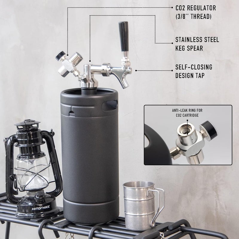 TMCRAFT 128oz Growler Tap System, Pressurized Stainless Steel Mini Keg with Cooler Jacket, Portable Home Dispenser System to Keep Fresh and Carbonation for Draft, Homebrew and Craft Beer (Matte Black) - Image 5