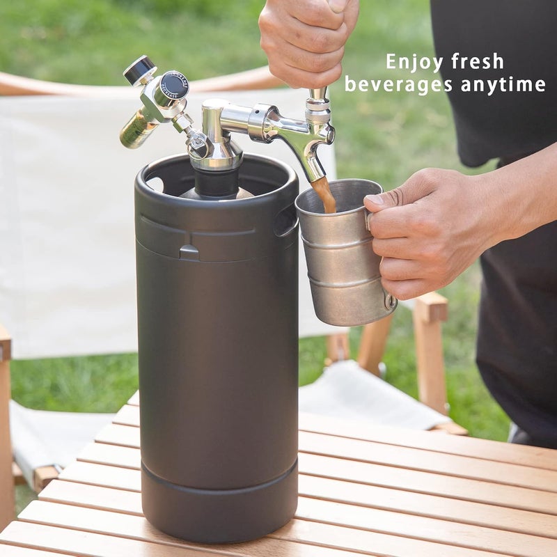 TMCRAFT 128oz Growler Tap System, Pressurized Stainless Steel Mini Keg with Cooler Jacket, Portable Home Dispenser System to Keep Fresh and Carbonation for Draft, Homebrew and Craft Beer (Matte Black) - Image 4