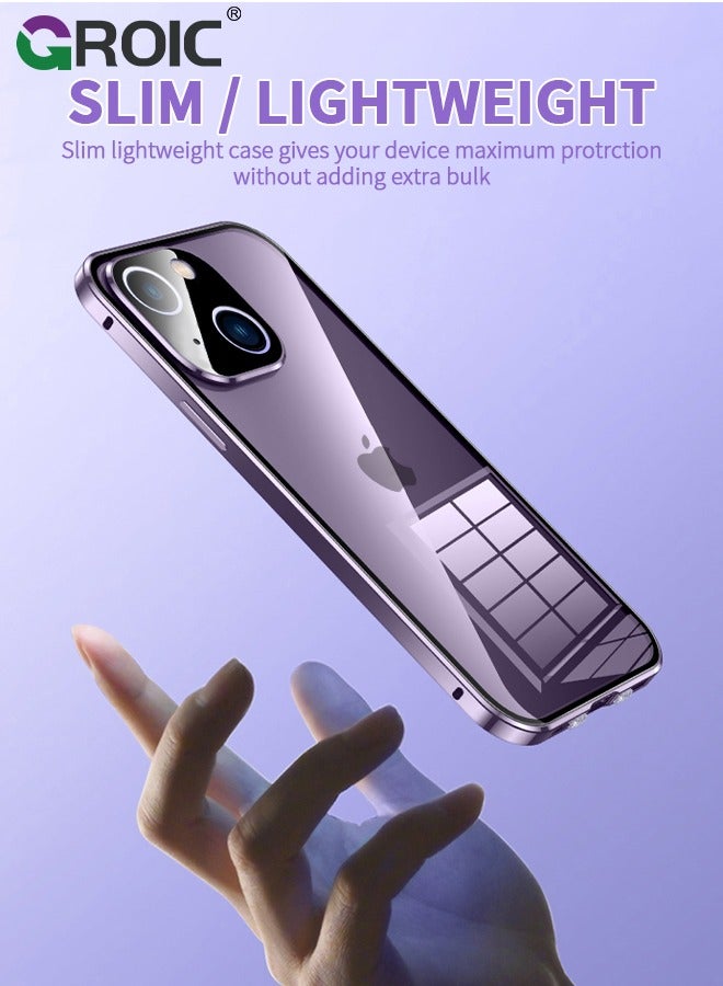 GROIC Anti Peeping Case for iPhone 15 (6.1"), 360 Degree Front and Back Privacy Tempered Glass Cover, Anti SPY Screen, Anti Peep Magnetic Adsorption Metal Bumper Phone Shell for iPhone 15 - Image 3
