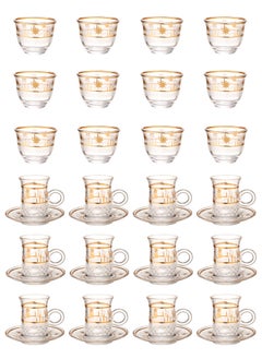Dove 36-Piece Tea & Coffee Glass Set Clear/Gold, Serve for 12  - Image 1