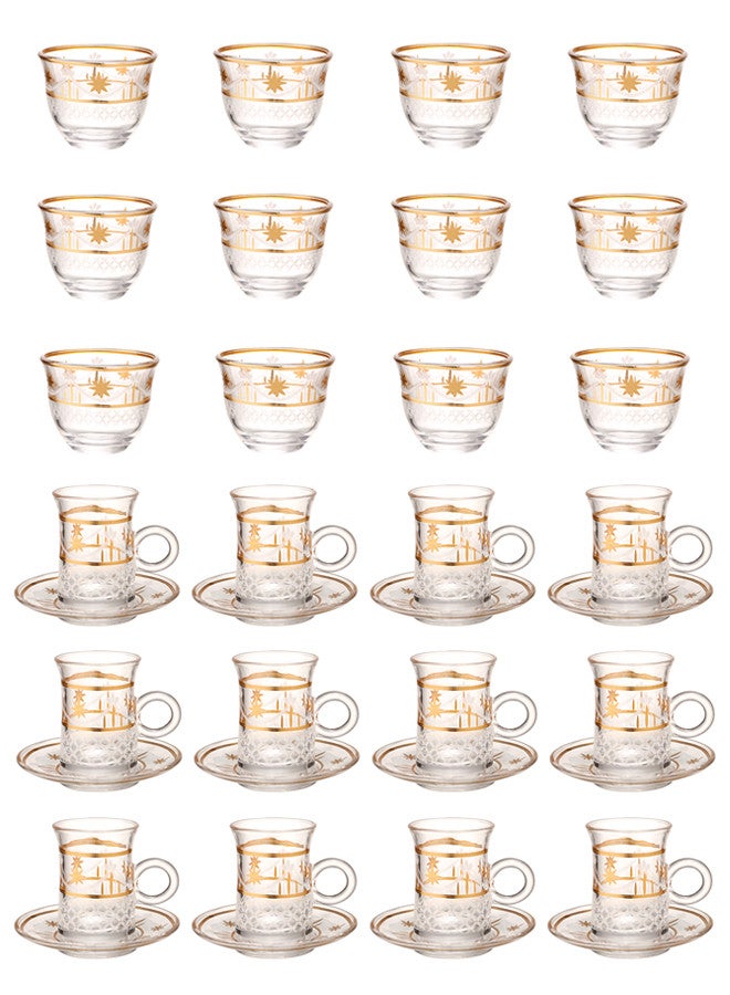 Dove 36-Piece Tea & Coffee Glass Set Clear/Gold, Serve for 12 - Image 1