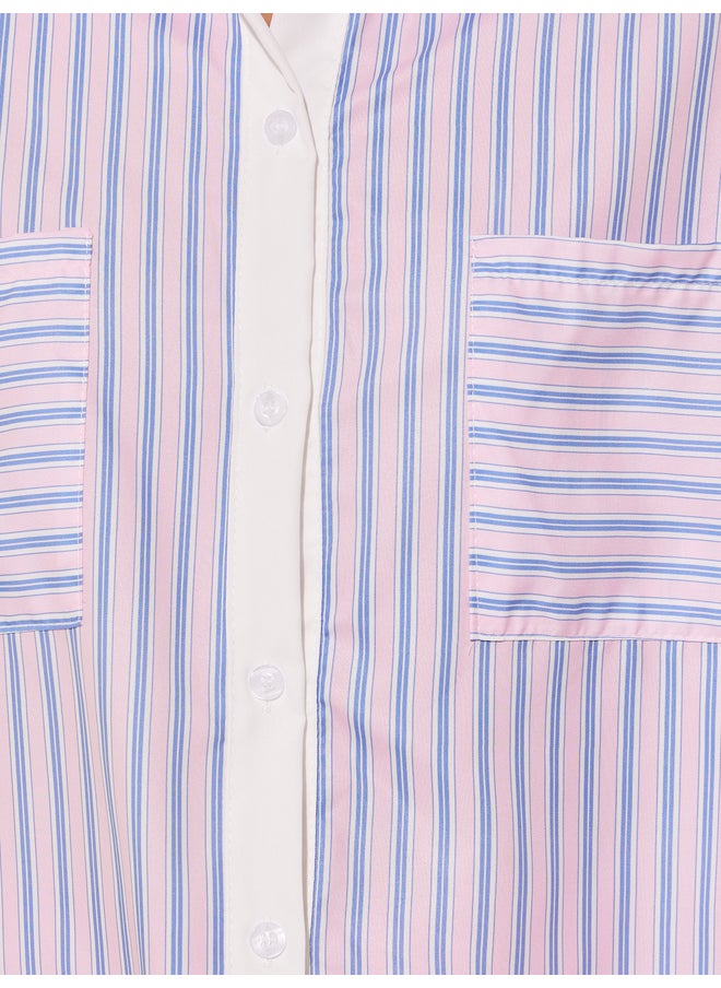 Take Two Take Two Striped Contrast Placket Oversized Shirt  - Image 3