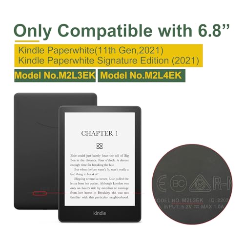 HOICHOE Case with Hand Strap for 6.8" Kindle Paperwhite 11th Generation 2021 and Kindle Paperwhite Signature Edition, PU Leather Cover, Transparent Hard Back Shell with Auto Sleep/Wake, Matcha Green - Image 2