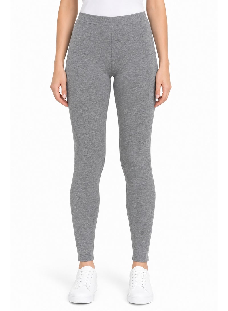 Forever 21 Women's Grey Cotton Full-Length Leggings - Image 2