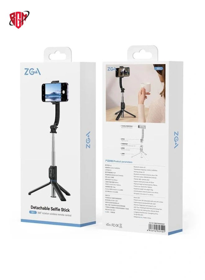 BGM - ZGA S01 Bluetooth Remote Control Detachable Tripod Selfie Stick(Black) - Image 1