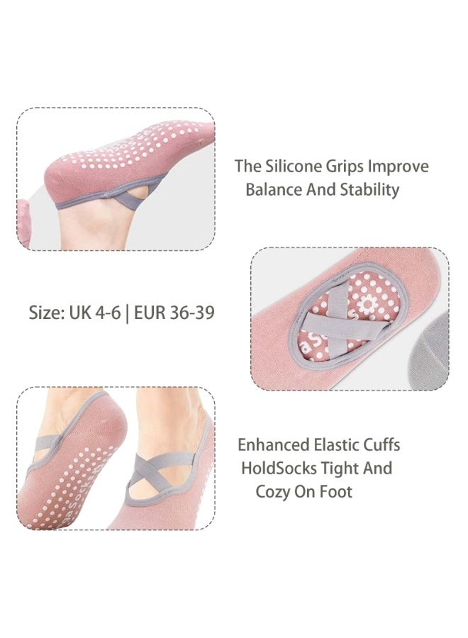 Anmi 4 Pairs Yoga Pilates Socks with Grip for Women, Non Slip Yoga Socks, Grippy Socks for Barre, Dance, Workout and Hospital - Image 3