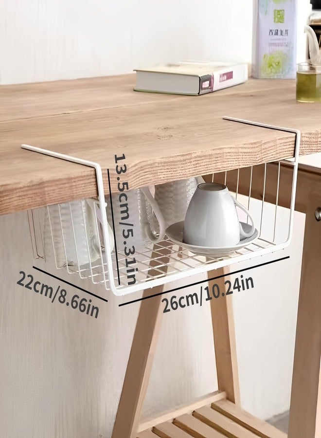 HAOHIZE Under Shelf Storage Basket, Pantry Organizers and Storage Laundry Room Organization Under Cabinet Shelf Multipurpose Metal Under Shelf Wire Basket for Kitchen Office Desk (26cm/10.2in) - Image 2