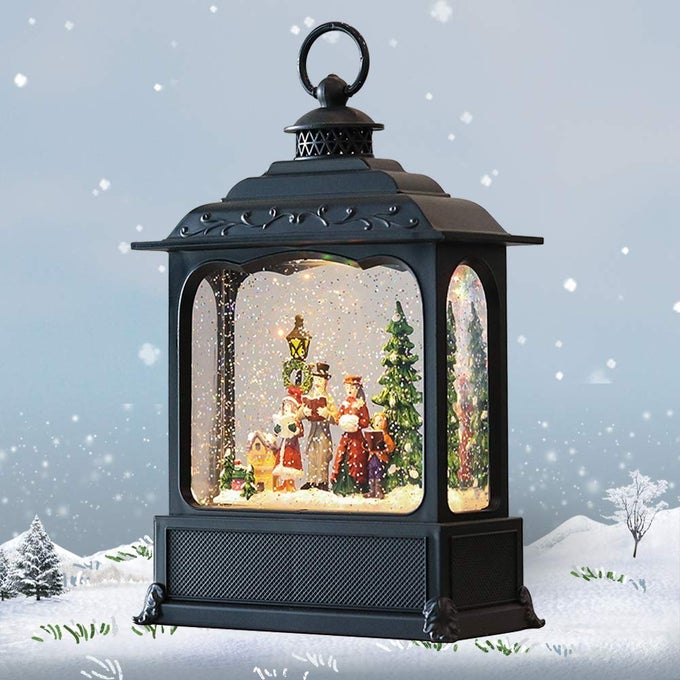 CAROLERS MUSICAL LIGHTED WATER LANTERN CHRISTMAS SNOW GLOBE WITH 6 HOUR TIMER BATTERY OPERATED USB POWERED SINGING SWIRLING GLITTER SNOW GLOBE LANTERN CHRISTMAS HOME DECOR GIFT11