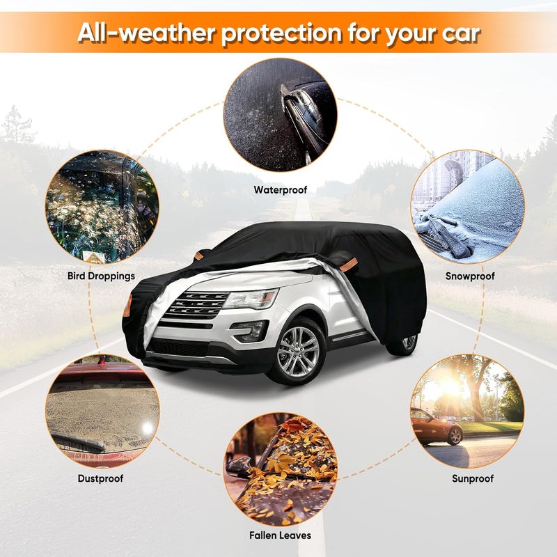 NEVERLAND Car Cover Custom Fit for Ford Explorer 2006-2026, Outdoor Waterproof All Weather Heavy Duty Full Exterior Cover for Sun Rain Snow UV Dust Protection with Door Zipper - Image 2