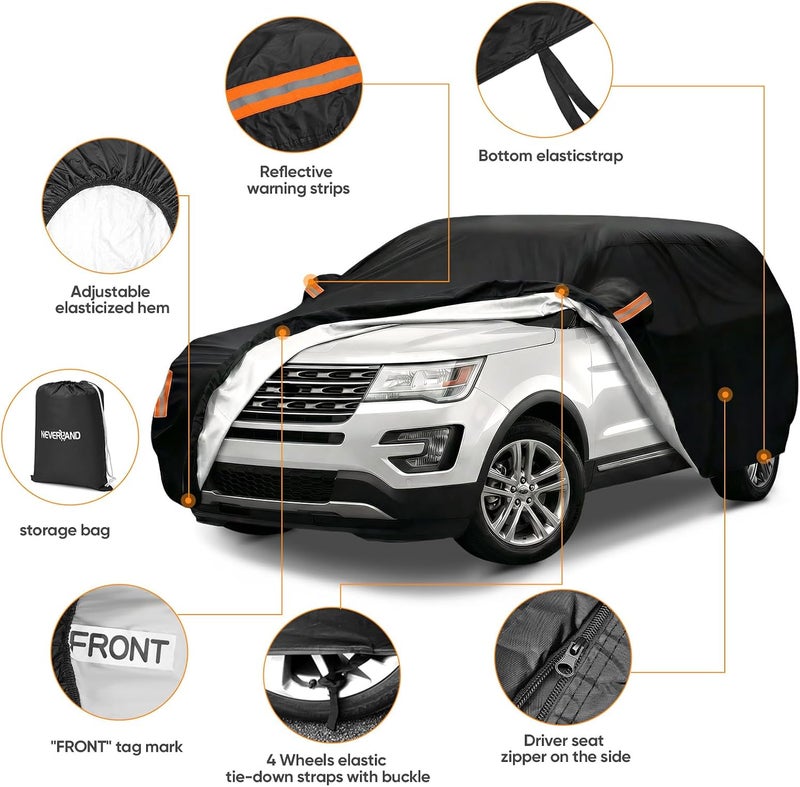NEVERLAND Car Cover Custom Fit for Ford Explorer 2006-2026, Outdoor Waterproof All Weather Heavy Duty Full Exterior Cover for Sun Rain Snow UV Dust Protection with Door Zipper - Image 3