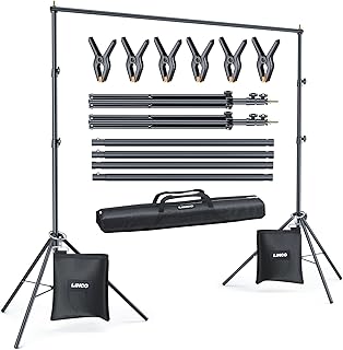 LINCO Backdrop Stand for Parties Kit 10x7 ft Adjustable Back Drop Photography Studio Photo Background Support System - Image 1