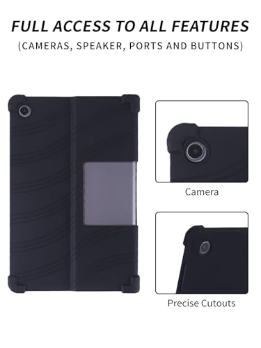 WUNIAK Case for Lenovo Tab Plus 11.5 Inch Android 14 Tablet 2024- Soft Silicone Shock Proof Lightweight Stand Rubber Shell Protective Cover,Kids Friendly Soft Silicone Adjustable Stand Cover,Black - Image 4
