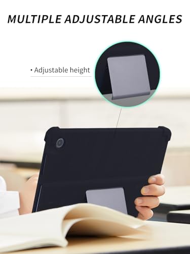 WUNIAK Case for Lenovo Tab Plus 11.5 Inch Android 14 Tablet 2024- Soft Silicone Shock Proof Lightweight Stand Rubber Shell Protective Cover,Kids Friendly Soft Silicone Adjustable Stand Cover,Black - Image 3