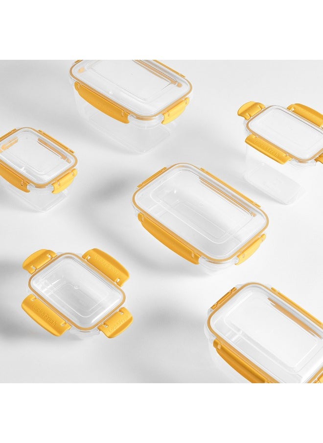 Dunya Plastik - Dunia  Fresh & Lock Yellow Rectangular 3-Piece Food Storage Refrigerator Container Set - With Airtight Lid - BPA Free - (1000-1800-3000) ML - Image 1