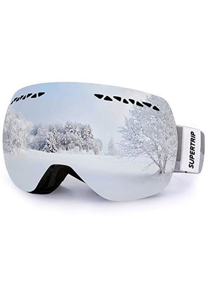 Supertrip Professional Ski Goggles for Men and Women Double Lens Anti-fog Big Spherical Skiing Unisex Multicolor Snow Goggles Gray Revo Mirror Silver (VLT 9.75%) - Image 2