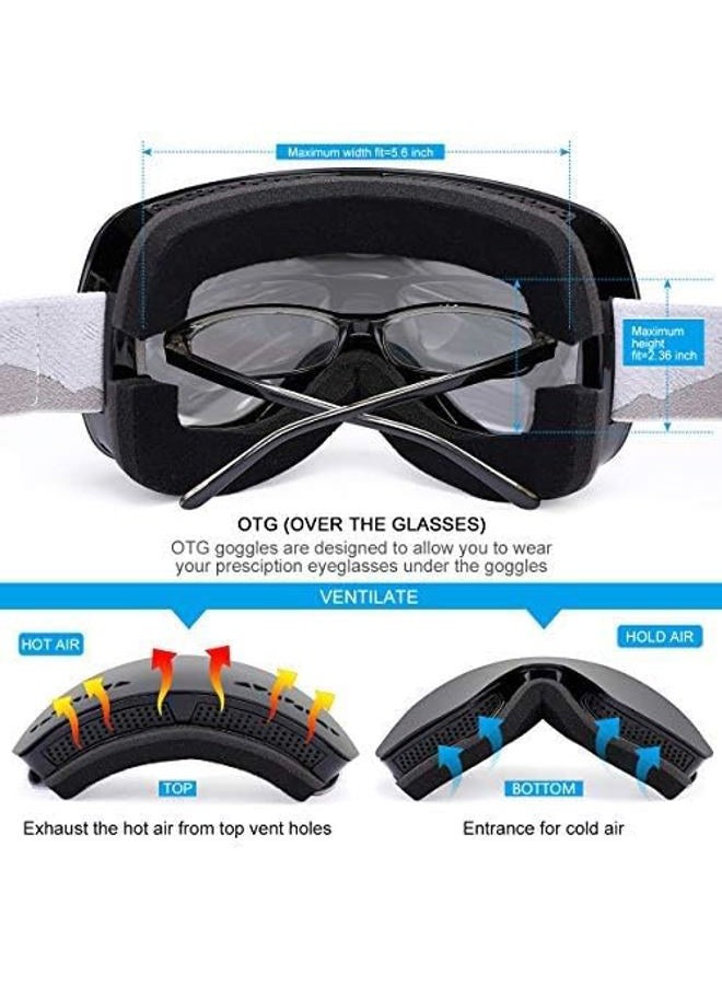 Supertrip Professional Ski Goggles for Men and Women Double Lens Anti-fog Big Spherical Skiing Unisex Multicolor Snow Goggles Gray Revo Mirror Silver (VLT 9.75%) - Image 4