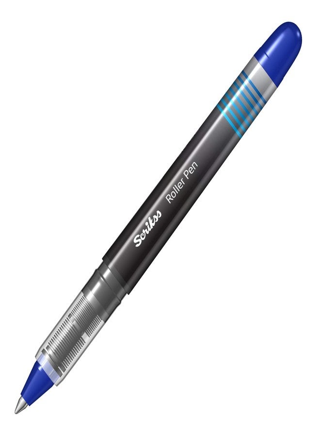 Scrikss Office 0.7 mm Roller Pen - Water Based Fast Drying Ink, ABS Plastic Body, Chrome Plated Tip - SR68 Blue Set of 3 - Image 4