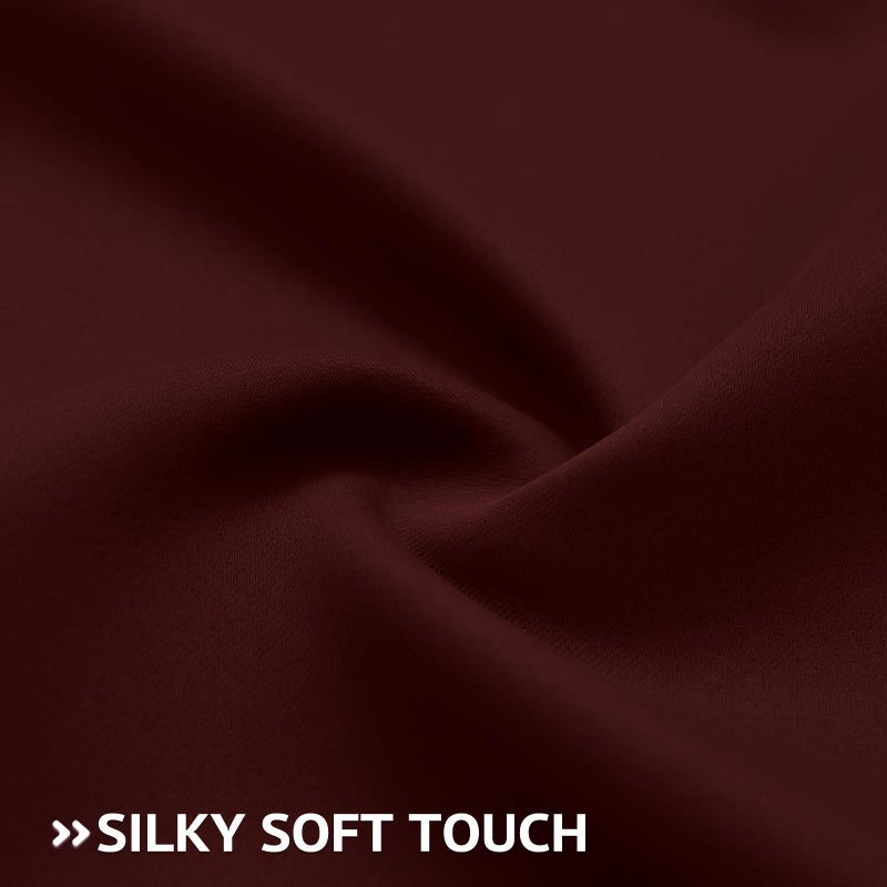 COSVIYA Blackout Curtains & Drapes Room Darkening Burgundy Curtains 63 inch Length 2 Panels Grommet Polyester Light Blocking Insulated Thermal Window Curtain for Bedroom/Living Room 52x63 inches - Image 5