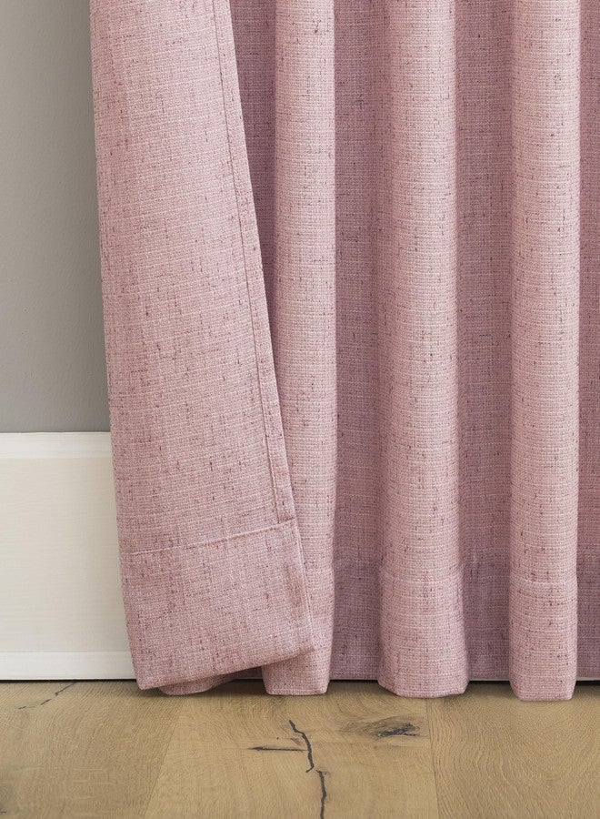 صن زيرو ستارة Sun Zero Roxy Generation Slub Texture Tacked Bow Semi-Sheer Tie Top Curtain Panel، مقاس 50 بوصة × 63 بوصة، لون وردي - Image 3