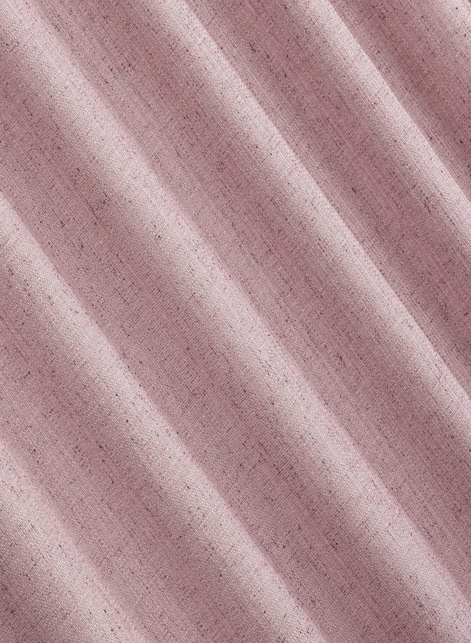 صن زيرو ستارة Sun Zero Roxy Generation Slub Texture Tacked Bow Semi-Sheer Tie Top Curtain Panel، مقاس 50 بوصة × 63 بوصة، لون وردي - Image 2
