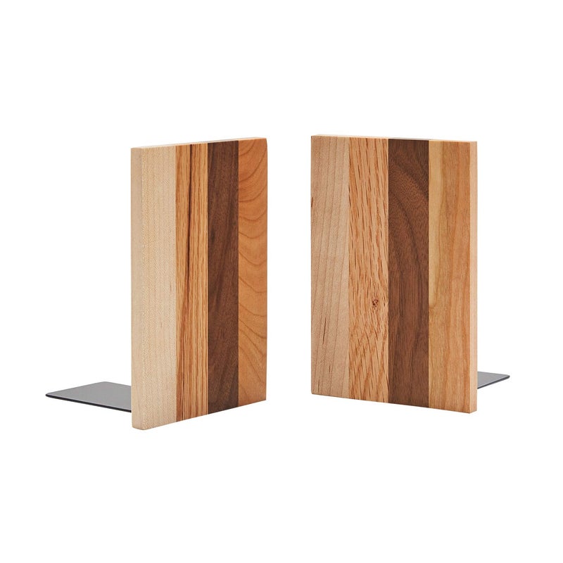 Pandapark Wood Decorative Bookends,Non-Skid Bookend for Shelves,Heavy Duty Bookends,Book Stand for Books/CDs,1 Pair - Image 3