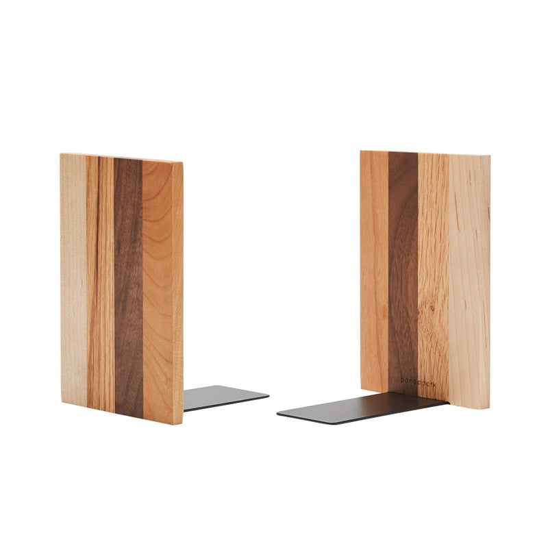 Pandapark Wood Decorative Bookends,Non-Skid Bookend for Shelves,Heavy Duty Bookends,Book Stand for Books/CDs,1 Pair - Image 2