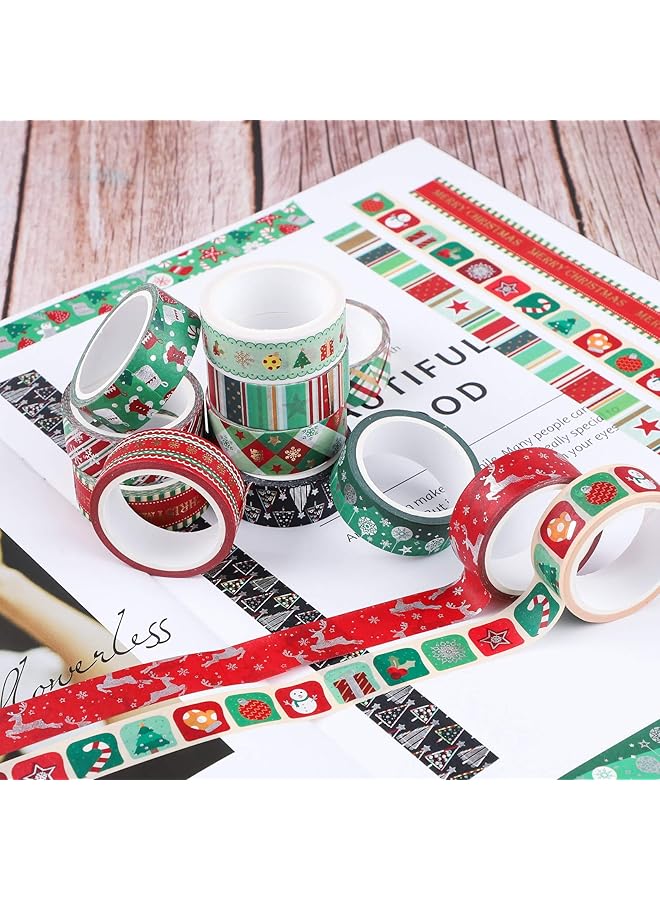 erorex Washi Tape Set Of 12 Rolls Christmas Gold Silver Washi Masking Tape Decorative Tape For Scrapbooking Diy Crafts Crafters Embellished Journals Planner Cards Gift Wrapping Ribbons Wedding  - Image 5