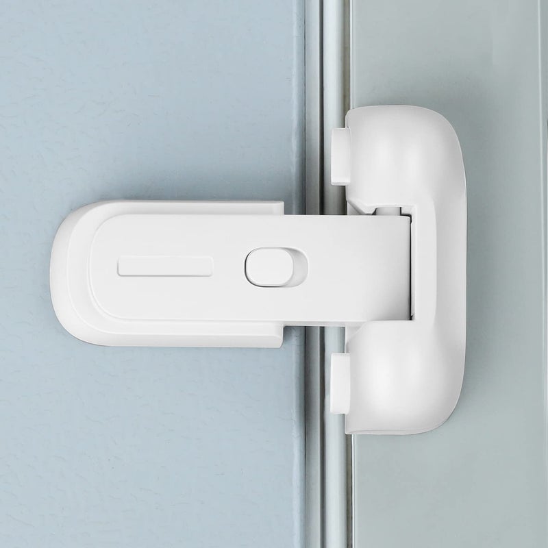 CLYMENE Refrigerator Fridge Freezer Door Lock for Kids, Child Proof Refrigerator Latch Lock to Keep Door Closed, No Tools Required and Easy Installation (White) - Image 1