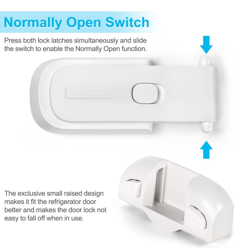 CLYMENE Refrigerator Fridge Freezer Door Lock for Kids, Child Proof Refrigerator Latch Lock to Keep Door Closed, No Tools Required and Easy Installation (White) - Image 4