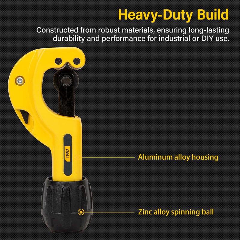 Deli DL2504 Heavy Duty Metal Pipe Cutter 32mm Cutting Capacity Steel Alloy 5262HRC Hard Blade Ratchet Type Tube Cutters PVC Aluminum Iron StainlessSteel Pipes Tool for Household and Professional Use - Image 4
