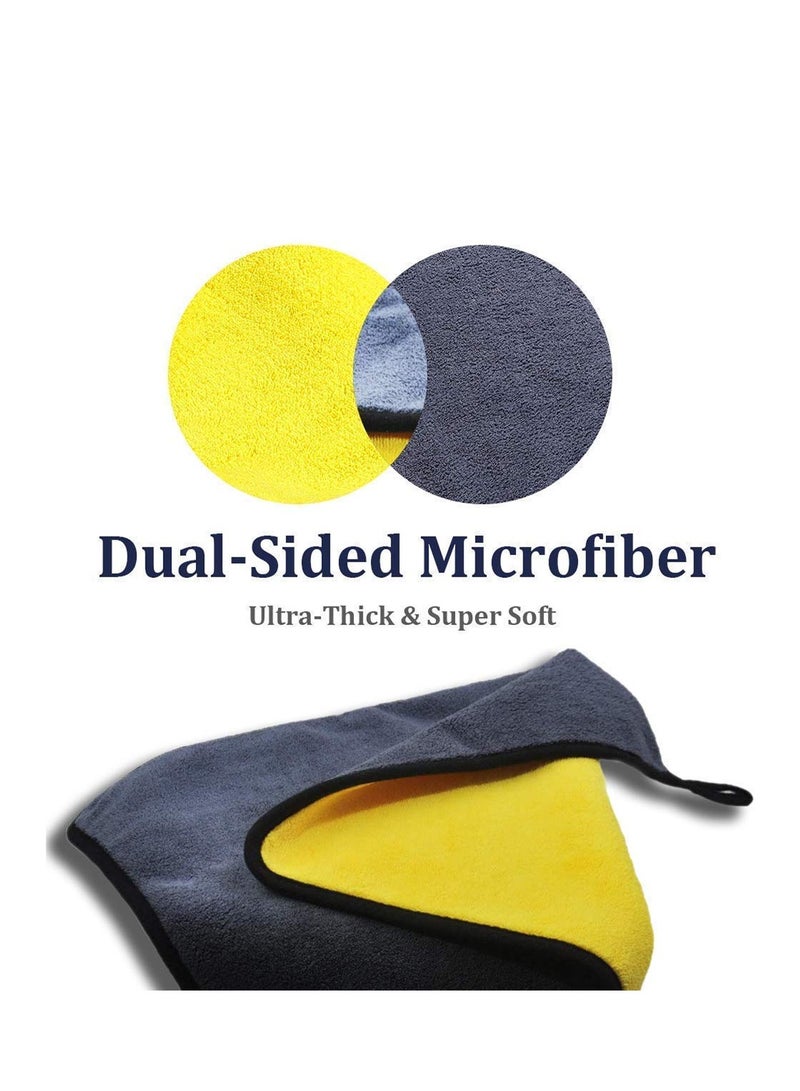 3XR Microfiber Towel 7257 – 40x100cm Dual-Sided Cleaning Cloth – 840GSM Thick, Lint-Free, Scratch-Free – 80% Polyester 20% Polyamide – Grey & Yellow – for Car, Glass, Home, Office - Image 2