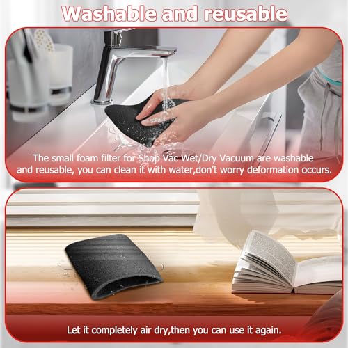 HASMX Small Foam Filter Sleeve Replacement for Shop Vac Type CC 9052600 90526 905-26 905-26-00 Wet/Dry Vacuum 1-5 Gallon Portable, Black (1-Pack) - Image 5