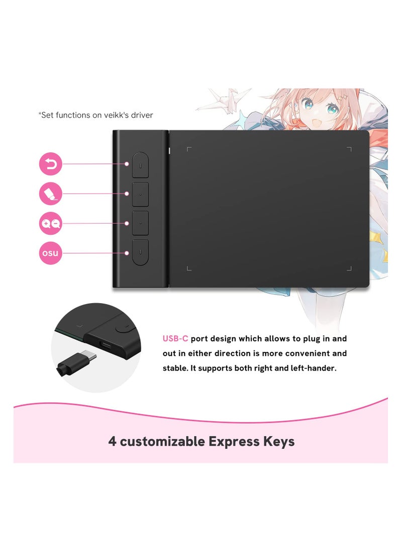 SYOSI - Drawing Tablet OSU Tablet, Portable Computer Graphics Tablets with 4 Shortcut Keys 8192 Levels Battery-Free Stylus Pen, 4x3 inch Digital Tablet Compatible with Window/Mac/Linux/Android for OSU Game - Image 1