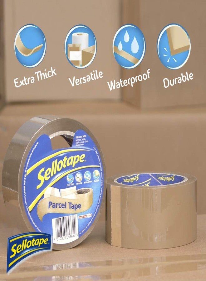 Sellotape Parcel Tape, Brown Tape for Packing, High-Strength Packaging Tape for Professional & Office Use, Packing Tape for Heavy Loads, DIY, 48mmx50m - Image 2