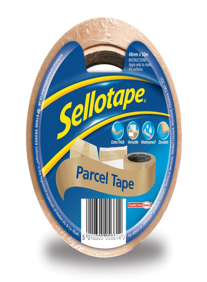 Sellotape Parcel Tape, Brown Tape for Packing, High-Strength Packaging Tape for Professional & Office Use, Packing Tape for Heavy Loads, DIY, 48mmx50m - Image 1