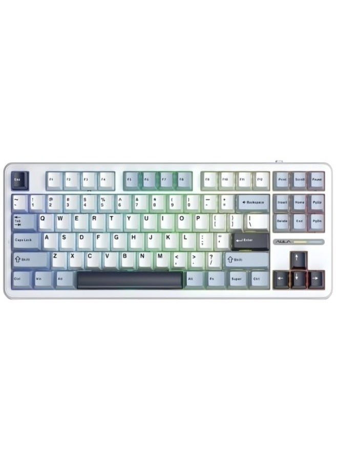 أولا حامل حشية لوحة مفاتيح ميكانيكية، 2.4G/بلوتوث/وضع ثلاثي، مبادل حراري، 16.8 مليون لون RGB، أغطية مفاتيح PBT، قابلة للبرمجة من أجل الألعاب/ماك/ويندوز (أزرق جليدي) - Image 1