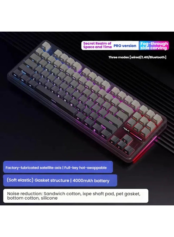 أولا حامل حشية لوحة مفاتيح ميكانيكية، 2.4G/بلوتوث/وضع ثلاثي، مبادل حراري، 16.8 مليون لون RGB، أغطية مفاتيح PBT، قابلة للبرمجة من أجل الألعاب/ماك/ويندوز (أزرق جليدي) - Image 5