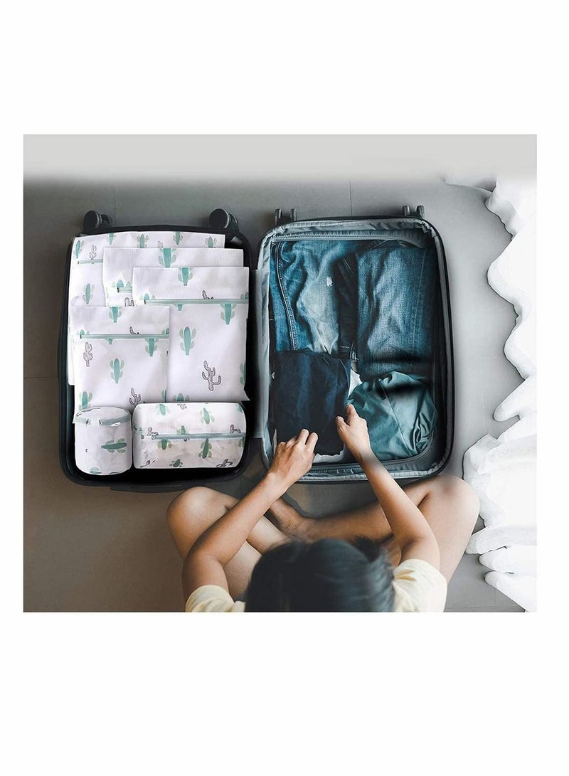 Y&D Laundry Bags, 6 Pcs Reusable Mesh with Premium Zipper, Cute Prints Travel Storage Organize Bag, for Laundry, Blouse, Bra, Hosiery, Stocking, Underwear, Lingerie, Shoe (Cactus)🌵【Protective clothing】O  - Image 3