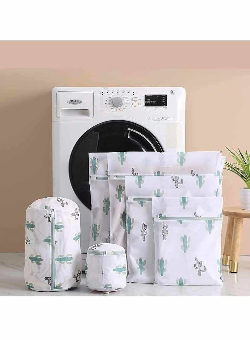 Y&D Laundry Bags, 6 Pcs Reusable Mesh with Premium Zipper, Cute Prints Travel Storage Organize Bag, for Laundry, Blouse, Bra, Hosiery, Stocking, Underwear, Lingerie, Shoe (Cactus)🌵【Protective clothing】O  - Image 4