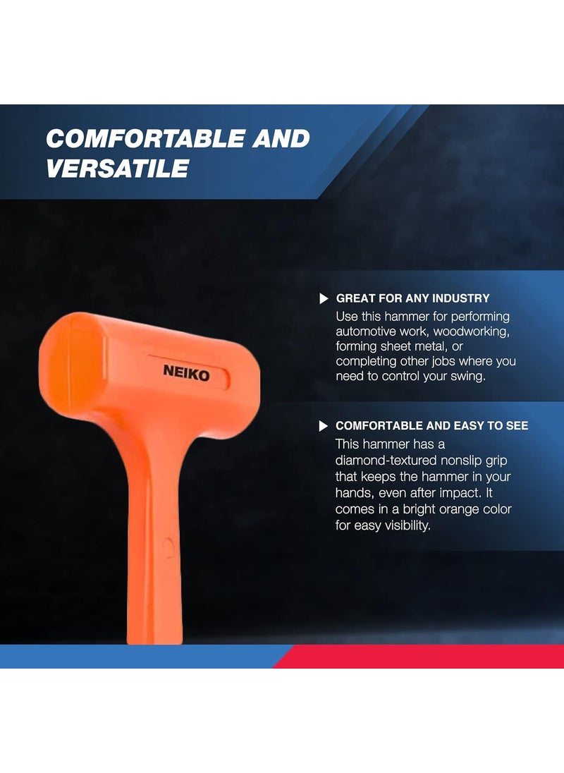 Neiko Neiko 02849A 4 Lb Dead Blow Hammer, Neon Orange | Unibody Molded | Checkered Grip | Spark and Rebound Resistant  - Image 3
