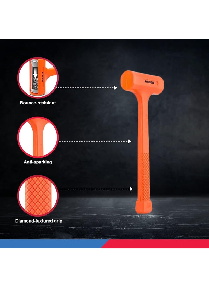 Neiko Neiko 02849A 4 Lb Dead Blow Hammer, Neon Orange | Unibody Molded | Checkered Grip | Spark and Rebound Resistant  - Image 4