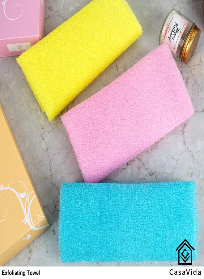 CasaVida Exfoliating Washcloth Back Scrubber for Shower Exfoliating Body Scrubber Japanese Beauty African Net Sponge Bath Korean Loofah Towel Wash Cloth Body Scrub 3 Pack (Purple x 3) - Image 3