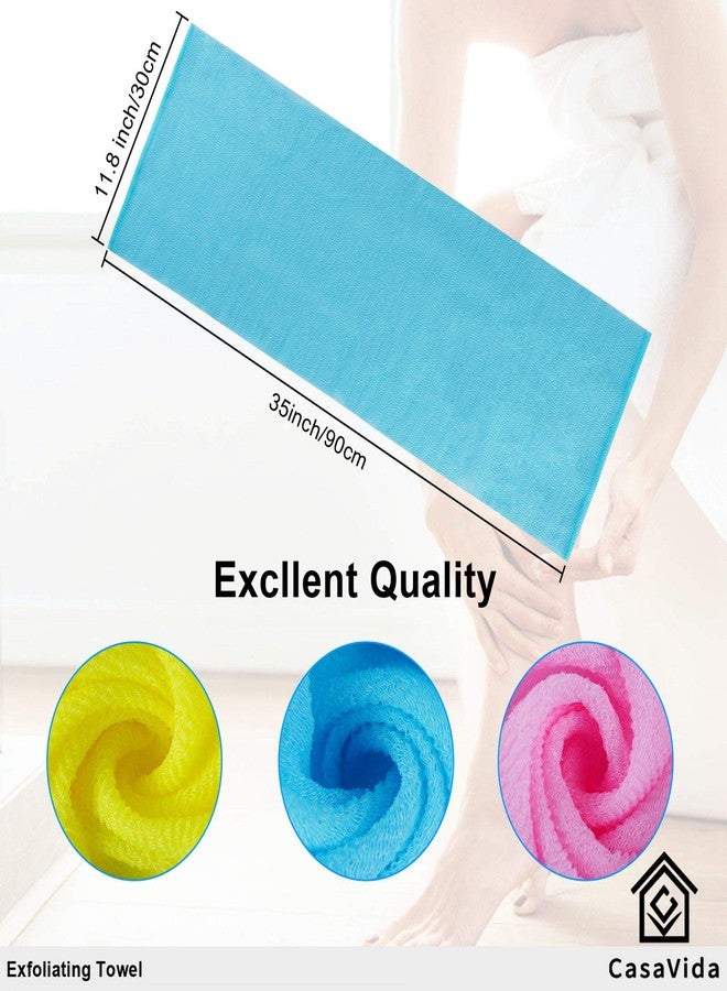 CasaVida Exfoliating Washcloth Back Scrubber for Shower Exfoliating Body Scrubber Japanese Beauty African Net Sponge Bath Korean Loofah Towel Wash Cloth Body Scrub 3 Pack (Purple x 3) - Image 5