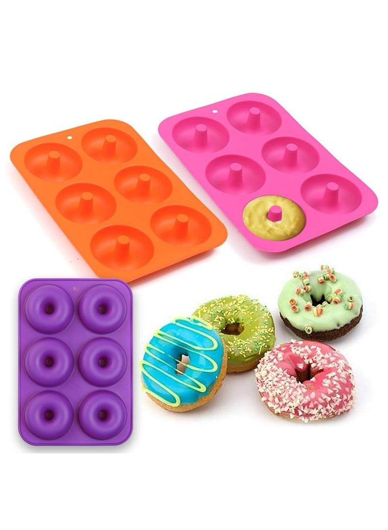 Oasisgalore 3 Pcs Silicone Donut Pan Molds, 6 Cavity Food Grade Non-Stick Baking Tray Maker Pan for Perfect Shaped Doughnuts Cake Biscuit  - Image 4