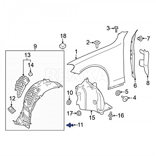 Rexka ركسكا 30 قطعة مشابك تثبيت بطانة الفندر متوافقة مع مرسيدس-بنز 0009914140 A، C، Cla، CLS، E، GLB، S Class - Image 5