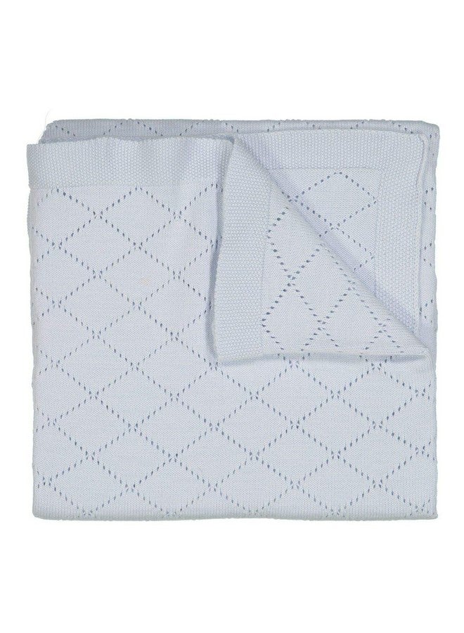 Feltman Brothers Special Occasion Diamond Pointelle Knit Blanket 40" X 40" (Blue)  - Image 2
